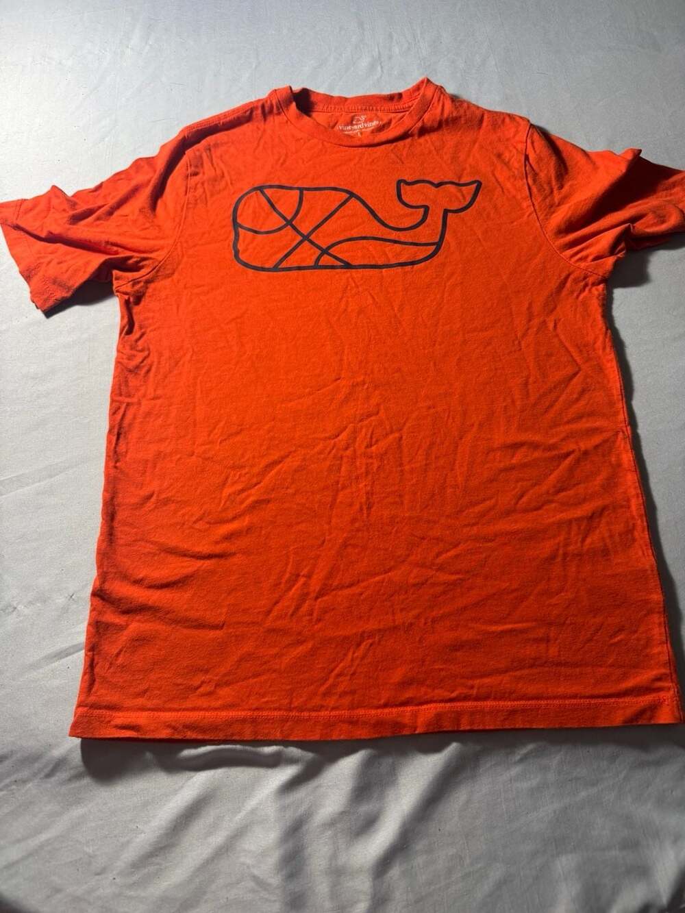 Vineyard Vines Boys Orange Basketball Whale T-Shirt Size L